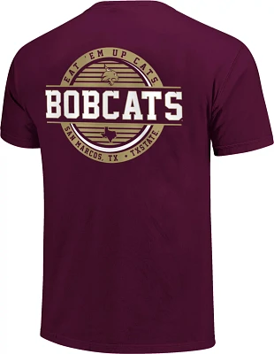 Image One Men's Texas State University Comfort Color Striped Stamp Short Sleeve T-shirt                                         