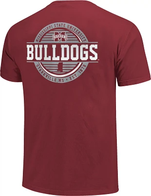 Image One Men's Mississippi State University Comfort Color Striped Stamp Short Sleeve T-shirt                                   