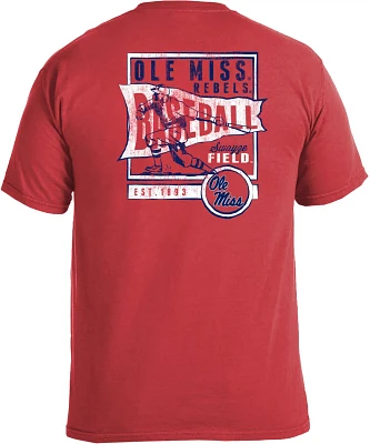 Image One Men's University of Mississippi Comfort Color Vintage Baseball Flag Short Sleeve T-shirt                              