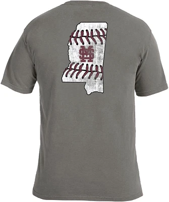 Image One Men's Mississippi State University Comfort Color Baseball Laces Short Sleeve T-shirt