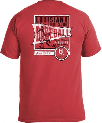 Image One Men's University of Louisiana Lafayette Comfort Color Vintage Baseball Flag Short Sleeve T-shirt                      