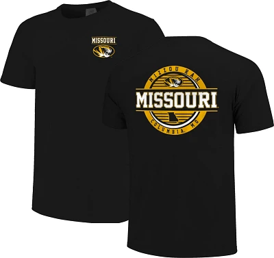 Image One Men's University of Missouri Comfort Color Striped Stamp Short Sleeve T-shirt