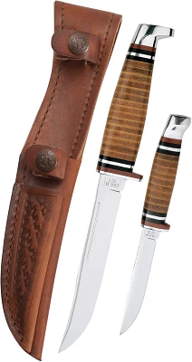 WR Case & Sons Cutlery Co Leather Hunter Knife Set                                                                              