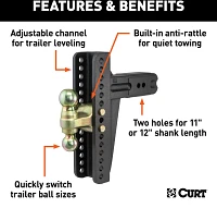 CURT 21,000 lb Adjustable Channel Mount with Dual Ball                                                                          