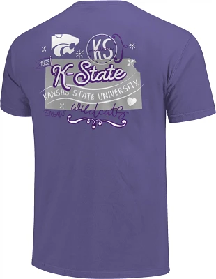 Image One Women's Kansas State University Comfort Color Doodles T-shirt