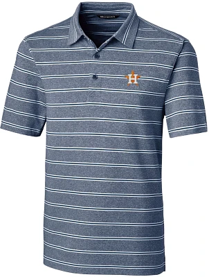 Cutter & Buck Men's Houston Astros Forge Heather Stripe Short Sleeve Polo Shirt                                                 