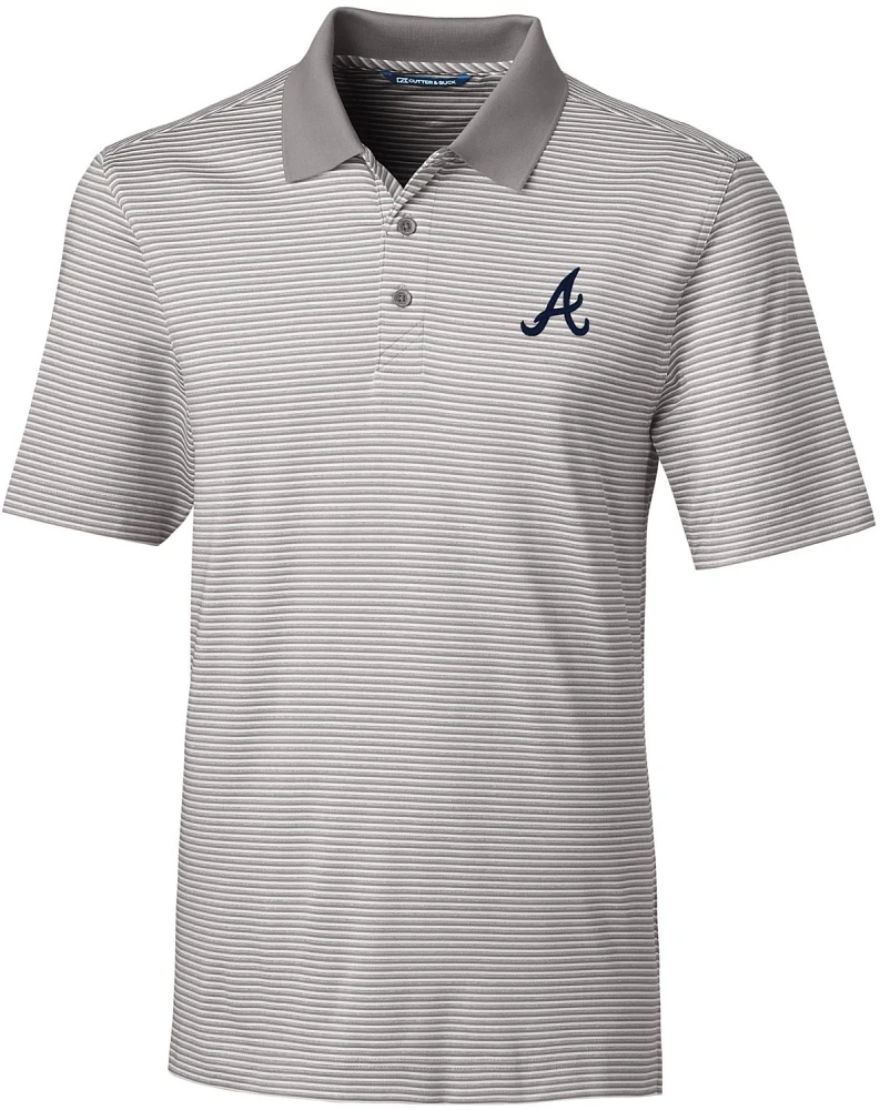 Cutter & Buck Men's Atlanta Braves Forge Tonal Stripe Big Polo Shirt