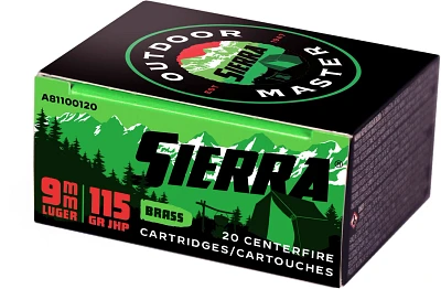 Sierra Outdoor Master 9mm Luger Cartridges - 20 Rounds                                                                          