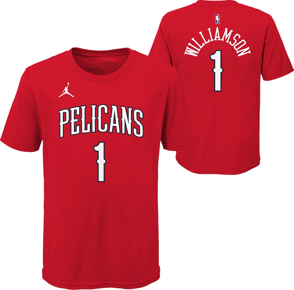 Jordan Boys' New Orleans Pelicans Zion Williamson #1 Statement Short Sleeve T-shirt                                             