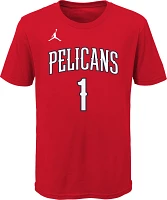 Jordan Boys' New Orleans Pelicans Zion Williamson #1 Statement Short Sleeve T-shirt                                             