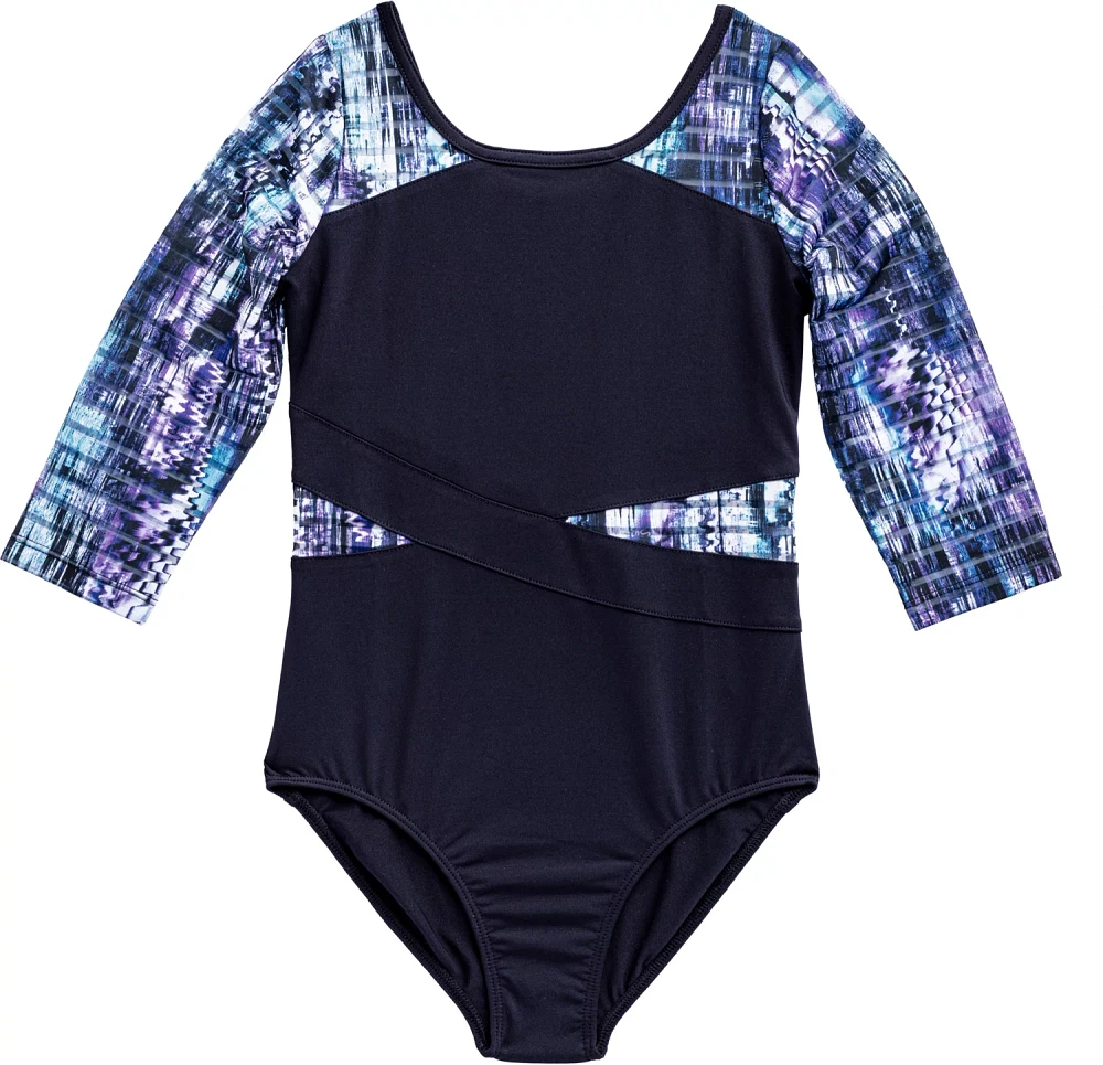 Rainbeau Moves Girls' Seismic Waves 3/4 Sleeve Mesh Leotard