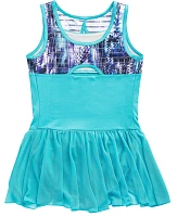 Rainbeau Moves Girls' Seismic Waves Stripe Skirted Mesh Leotard                                                                 