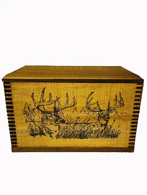 Evans Sports 2 Trophy Deer Wooden Accessory Case with Smooth Lid                                                                