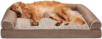 FurHaven Orthopedic Luxe Fur and Linen Jumbo Sofa Pet Bed