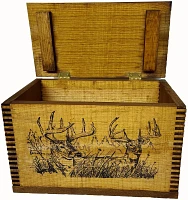 Evans Sports 2 Trophy Deer Wooden Accessory Case with Smooth Lid                                                                