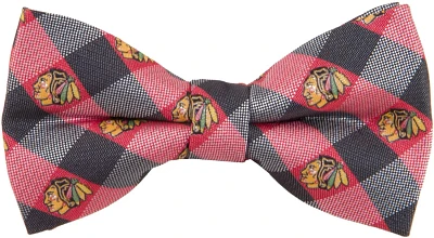 Eagles Wings Chicago Blackhawks Woven Polyester Checkered Bow Tie                                                               