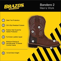 Brazos Men's Bandero 2.0 Steel Toe Wellington Work Boots                                                                        