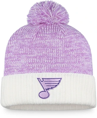 Fanatics Men's St. Louis Blues Hockey Fights Cancer Cuffed Beanie with Pom                                                      