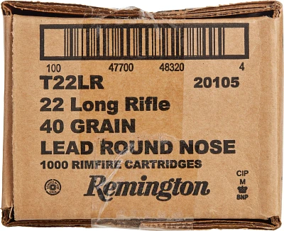 Remington Round Nose Target .22 LR 40-Grain Ammunition - 1000 Rounds                                                            