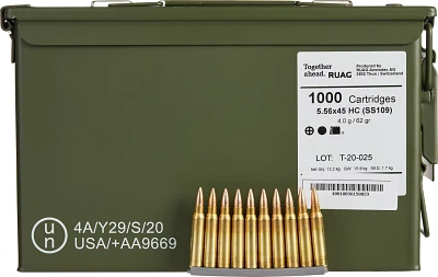 Norma USA SS109 Penetrator Tip 5.56x45 62-Grain Ammunition - 1000 Rounds                                                        