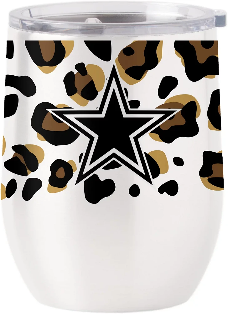 Logo Dallas Cowboys Leopard 16 oz Stainless Steel Curved Tumbler                                                                