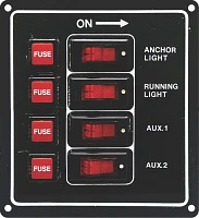 SeaSide Rocker 12-Volt 4 Gang Switch Panel                                                                                      