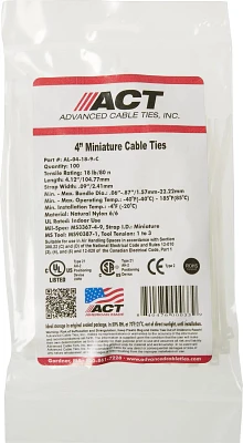 ACT 4 in 18 lb Natural Cable Ties 100-Pack                                                                                      