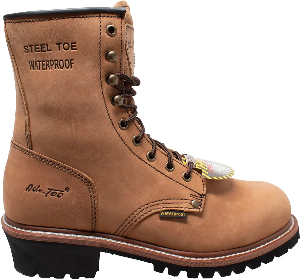 AdTec Men’s 9 in Crazy Horse Waterproof Steel Toe Logger Work Boots                                                           