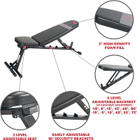 Sunny Health & Fitness Adjustable Utility Weight Bench                                                                          