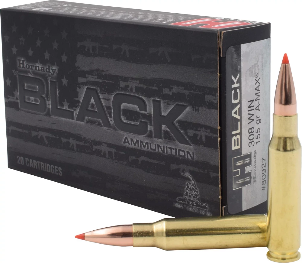 Hornady Black 308 Winchester 155-Grain A-MAX Rifle Ammunition - 20 Rounds                                                       