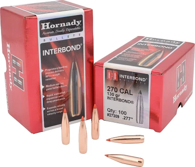 Hornady InterBond 270 Winchester .277 130-Grain Reloading Bullets - 100 Rounds                                                  