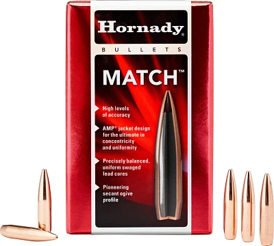 Hornady Match .22 Cal .224 53-Grain Reloading Bullets - 100 Rounds                                                              