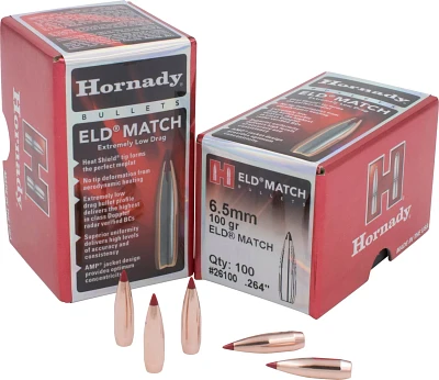 Hornady ELD Match 6.5mm .264 100-Grain Reloading Bullets - 100 Rounds                                                           