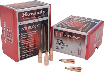 Hornady InterLock 8mm .323 195-Grain Rifle Ammunition - 100 Rounds                                                              