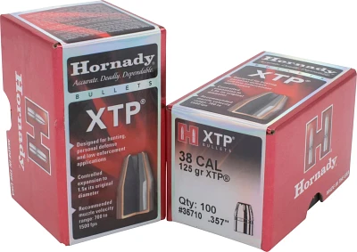 Hornady XTP 357 Mag 125-Grain Reloading Bullets - 100 Rounds                                                                    