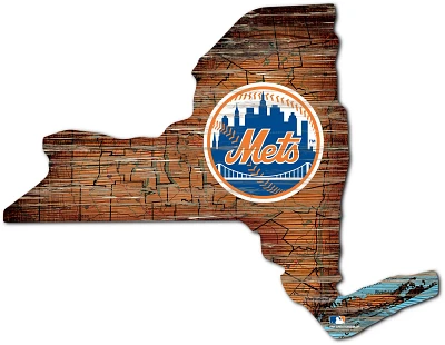 Fan Creations New York Mets Logo Distressed State Sign                                                                          