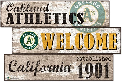 Fan Creations Oakland Athletics Welcome 3 Plank Decor                                                                           