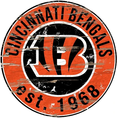 Fan Creations Cincinnati Bengals Round Distressed Sign                                                                          