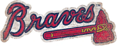 Fan Creations Atlanta Braves Distressed Logo Cutout Sign                                                                        