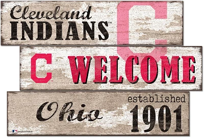 Fan Creations Cleveland Indians Welcome 3 Plank Decor                                                                           