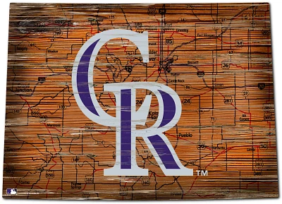 Fan Creations Colorado Rockies Logo Distressed State Sign                                                                       