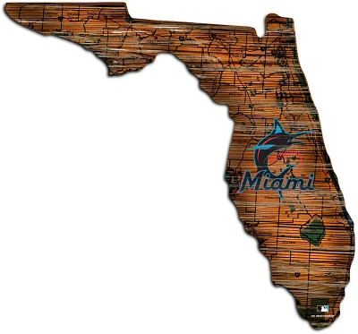 Fan Creations Miami Marlins Logo Distressed State Sign                                                                          