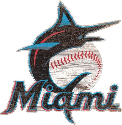 Fan Creations Miami Marlins Distressed Logo Cutout Sign                                                                         