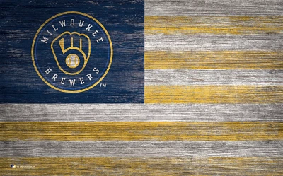 Fan Creations Milwaukee Brewers 11 in x 19 in Distressed Flag Sign                                                              