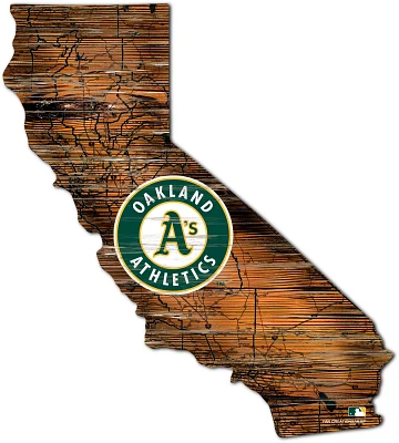 Fan Creations Oakland Athletics Logo Distressed State Sign                                                                      