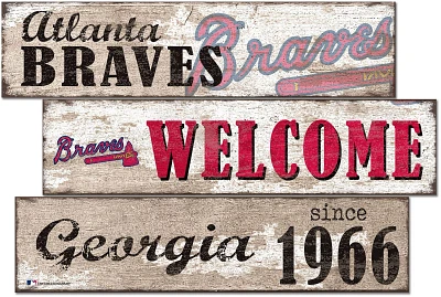 Fan Creations Atlanta Braves Welcome 3 Plank Decor                                                                              
