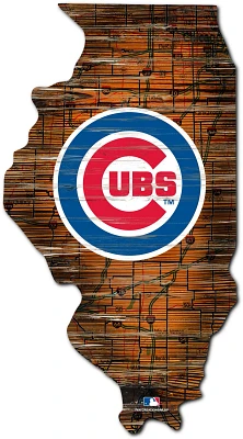 Fan Creations Chicago Cubs Logo Distressed State Sign                                                                           