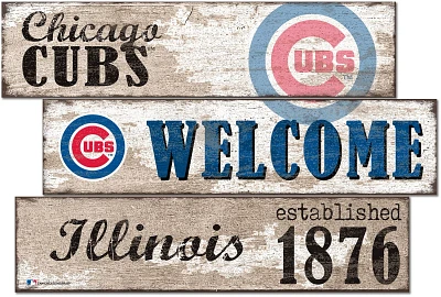 Fan Creations Chicago Cubs Welcome 3 Plank Decor                                                                                