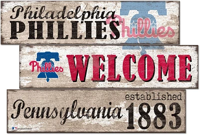 Fan Creations Philadelphia Phillies Welcome 3 Plank Decor                                                                       