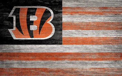 Fan Creations Cincinnati Bengals 11 in x 19 in Distressed Flag Sign                                                             